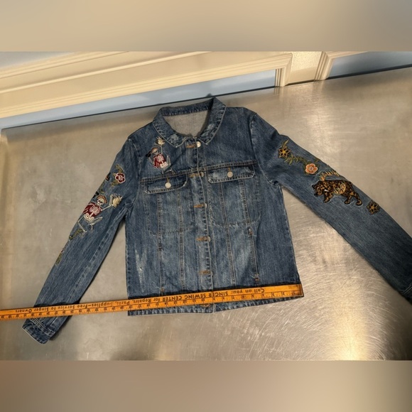Zadig & Voltaire - RARE Kioky Tattoo embroidered denim jean jacket - Picture 11 of 16
